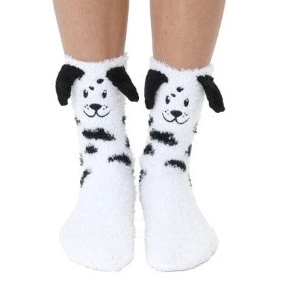 Fuzzy Dalmation Crew Socks