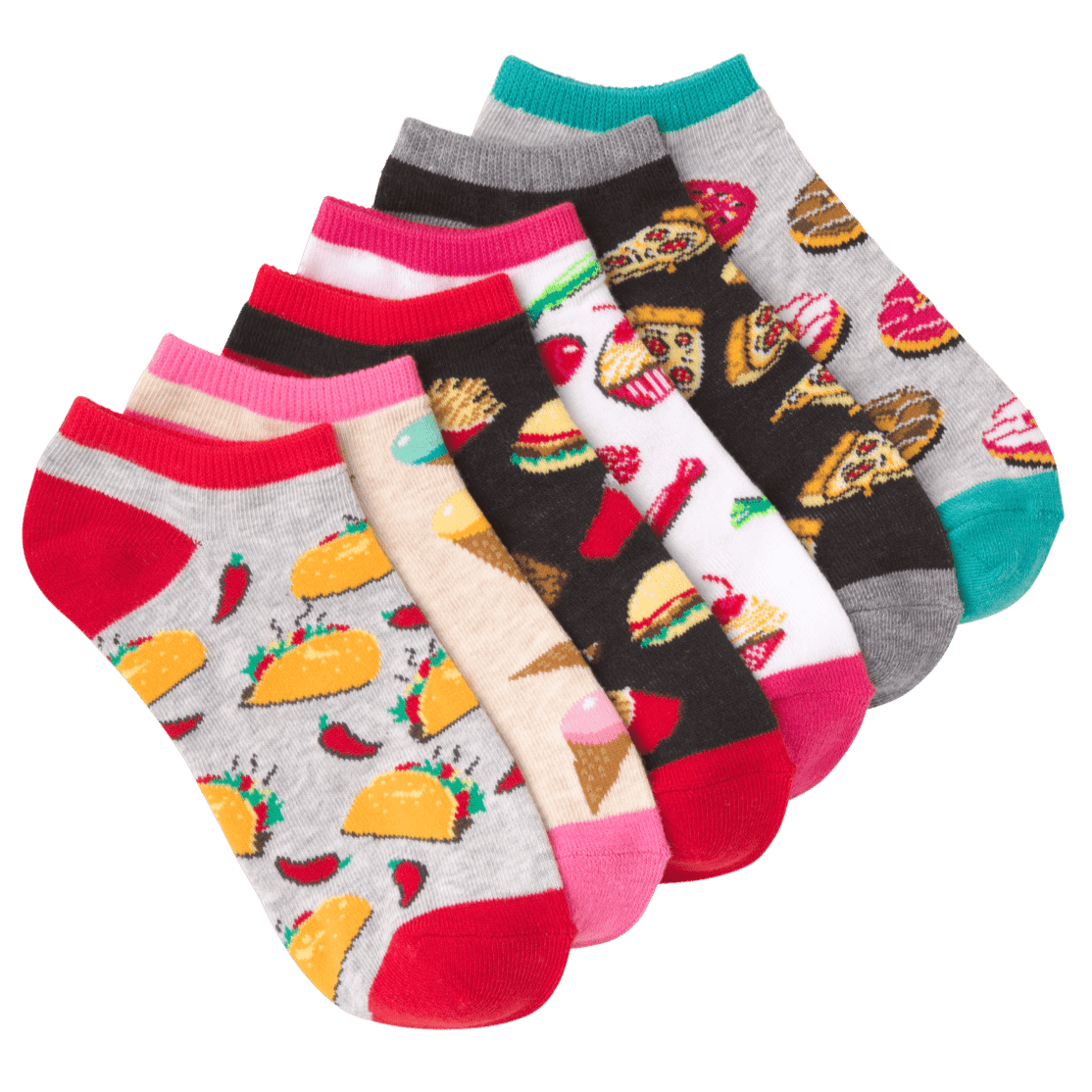 Snack Time Women’s No Show 6 Pair Pack Socks