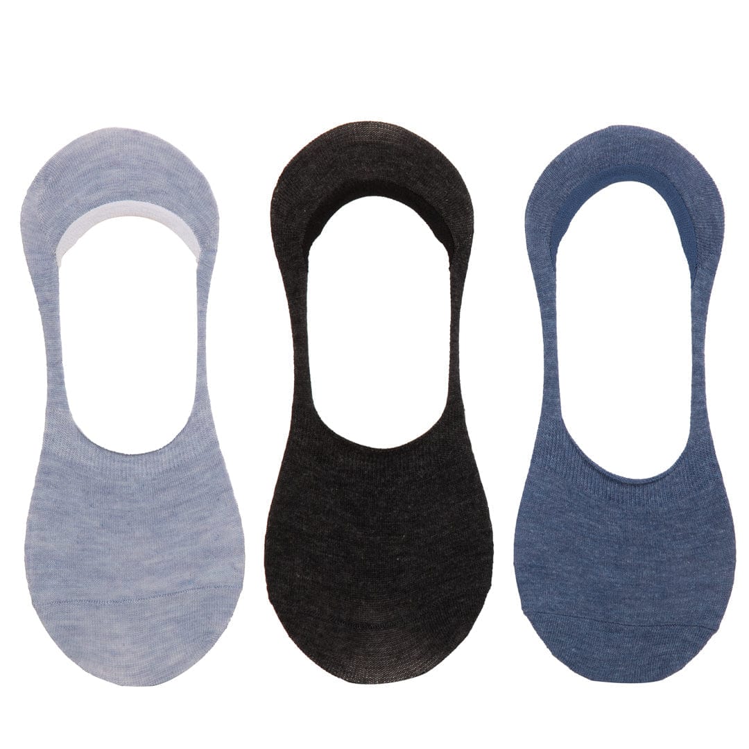 Blue Solids 3 Pack Liner Socks