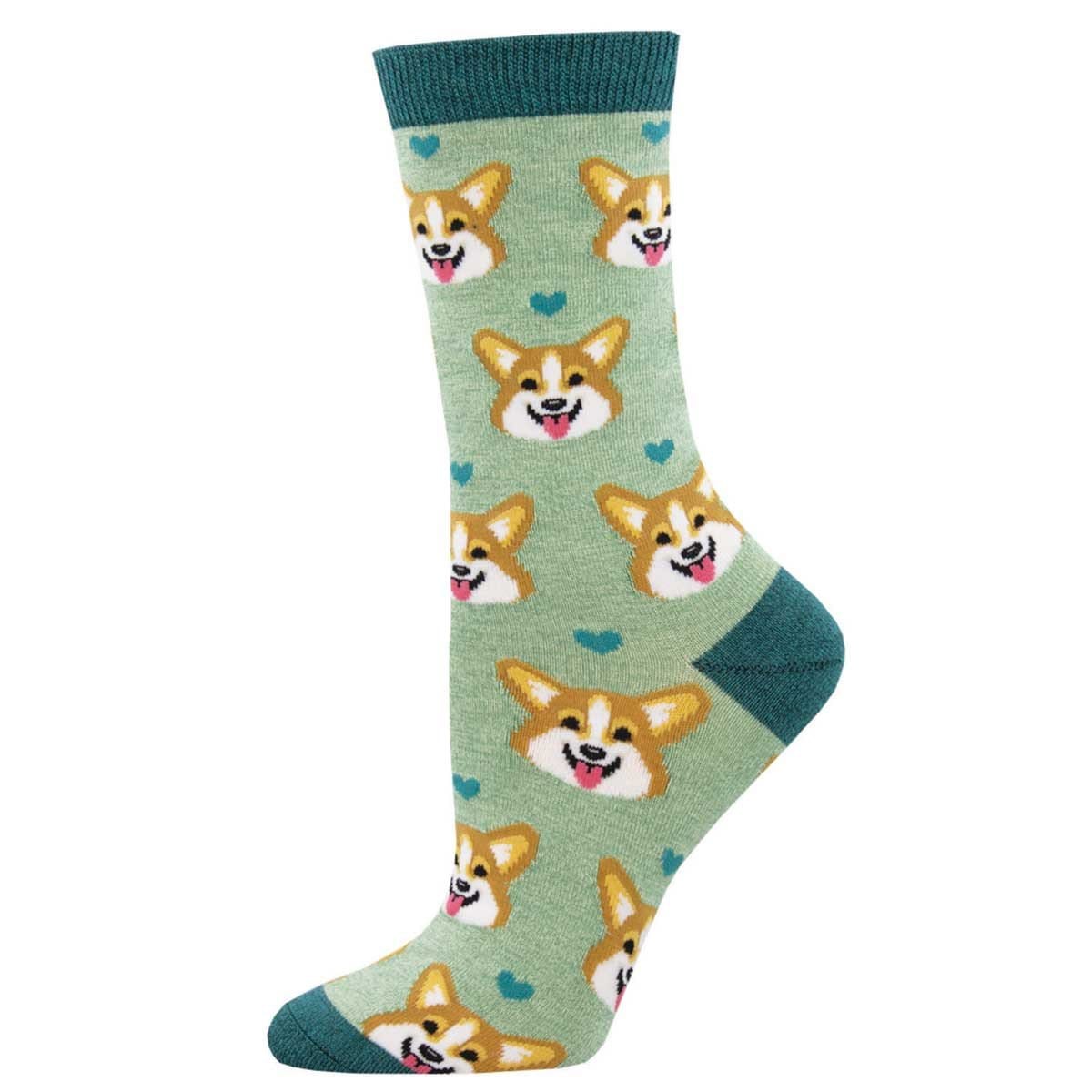 Corgi Face Women’s Bamboo Crew Socks