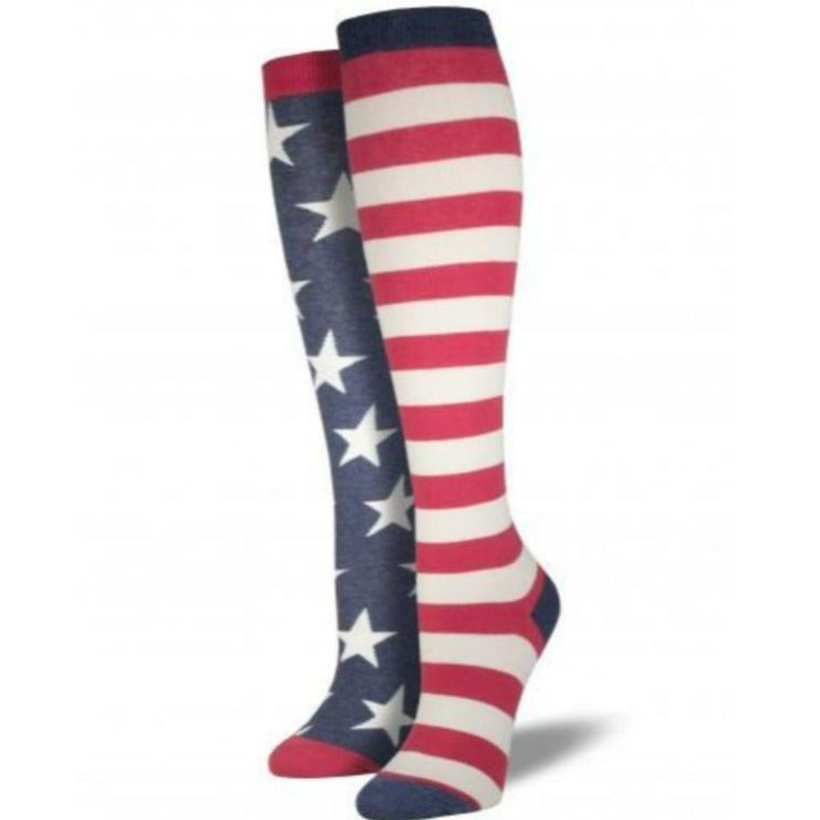 USA Mismatched Flag Socks Women’s Knee High Sock