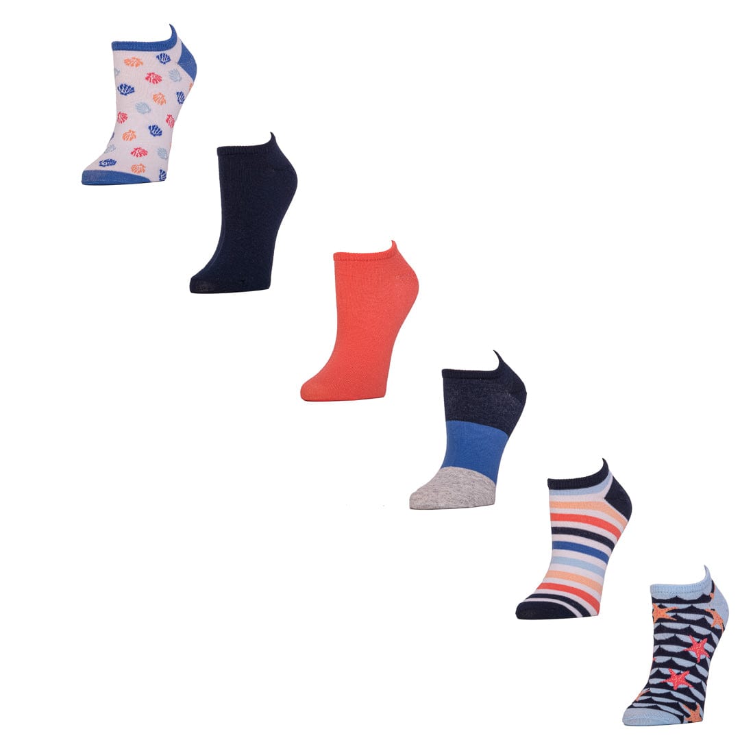 Women’s Nautical Stripe No Show Socks 6 Pair Pack