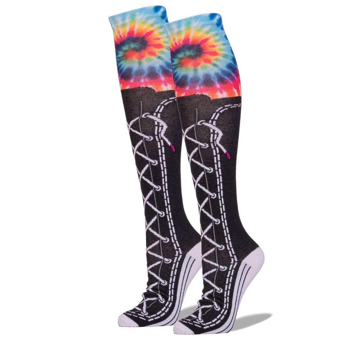 Tie Dye Sneaker Knee High Socks