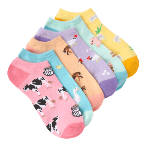 Women’s Farm Animals No Show 6 Pair Pack