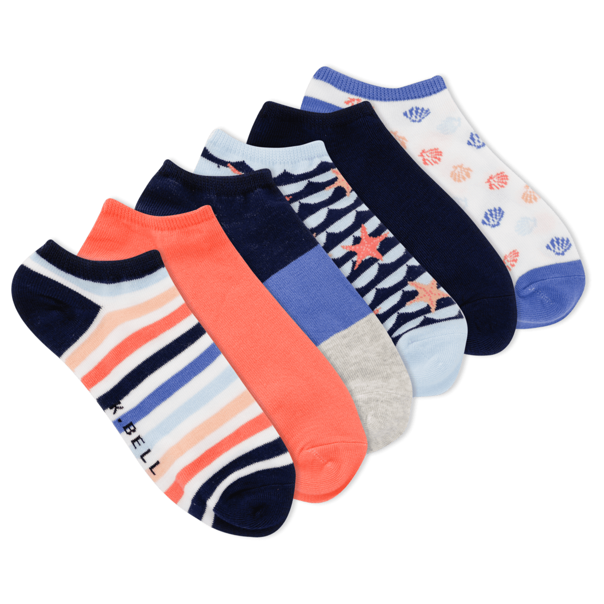 Women’s Nautical Stripe No Show Socks 6 Pair Pack