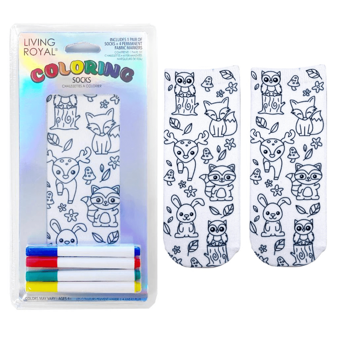 Woodland Animal Coloring Socks