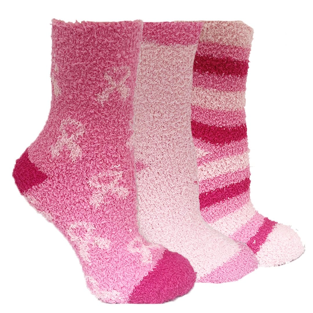 Breast Cancer Awareness 3 Pack Fuzzy Socks