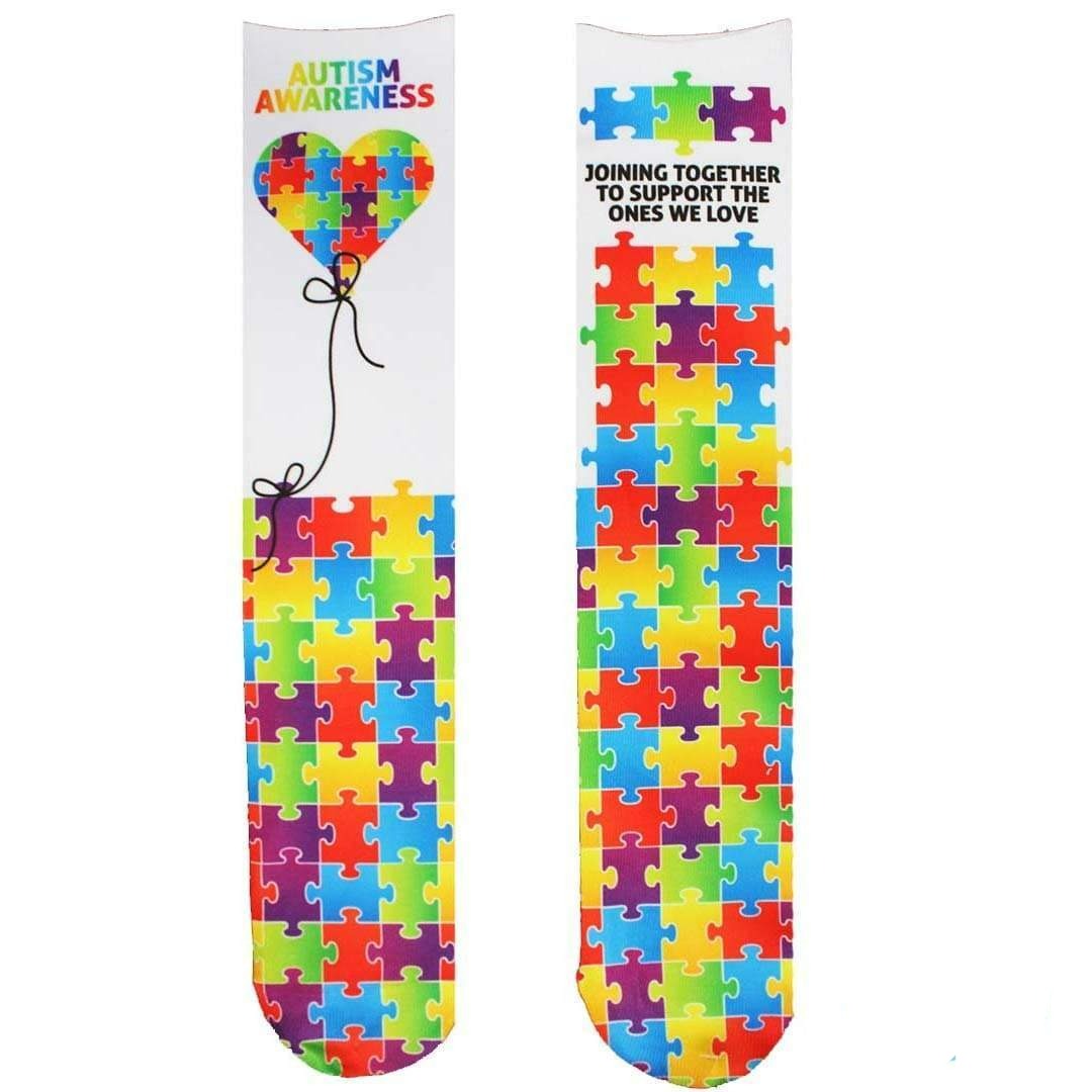 Autism Awareness Heart Balloon Crew Socks