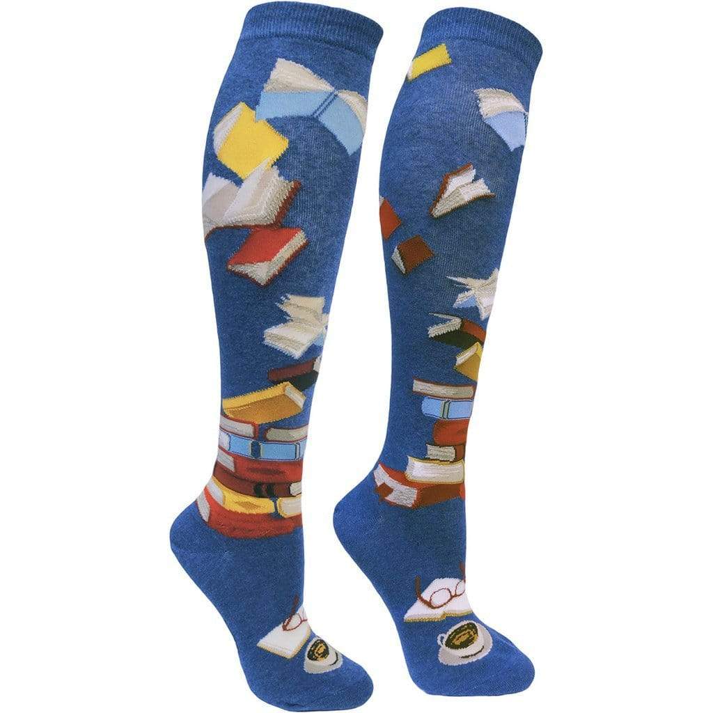 Blue Library Socks for Literacy Women’s Knee High Sock