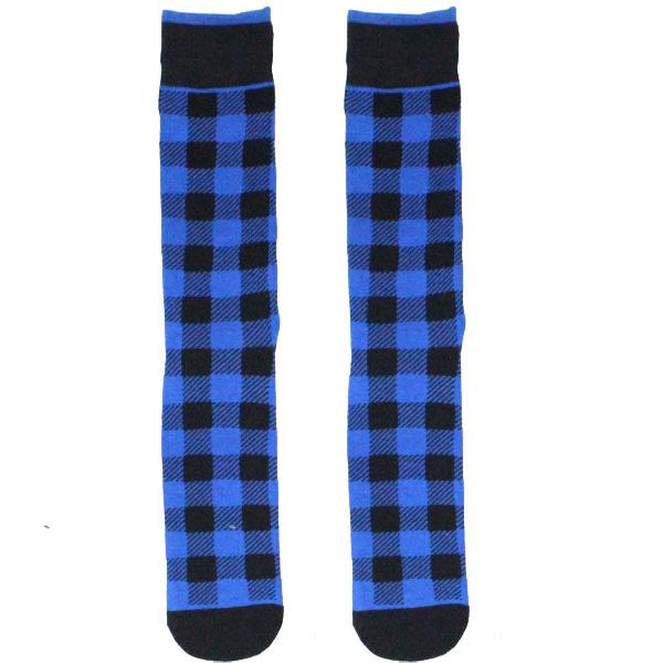 Blue Buffalo Plaid Crew Socks