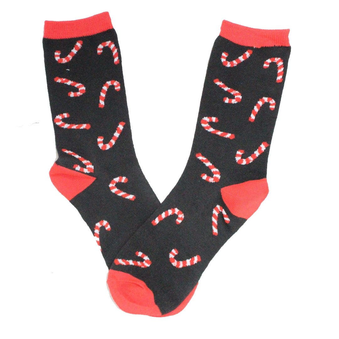 Black Candy Cane Socks Women’s Crew Socks