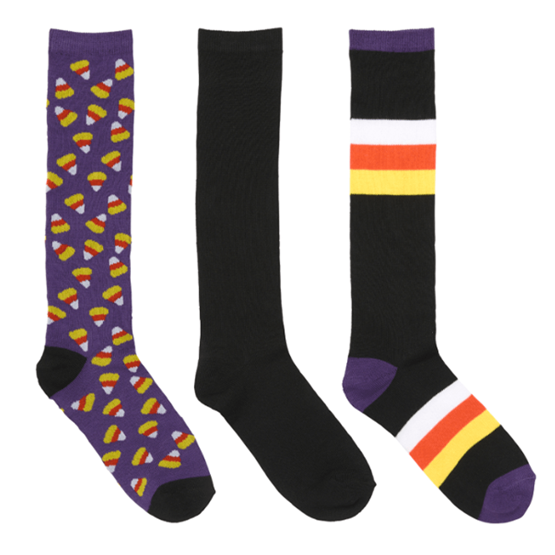 Halloween Candy Corn Knee High Socks 3 Pack