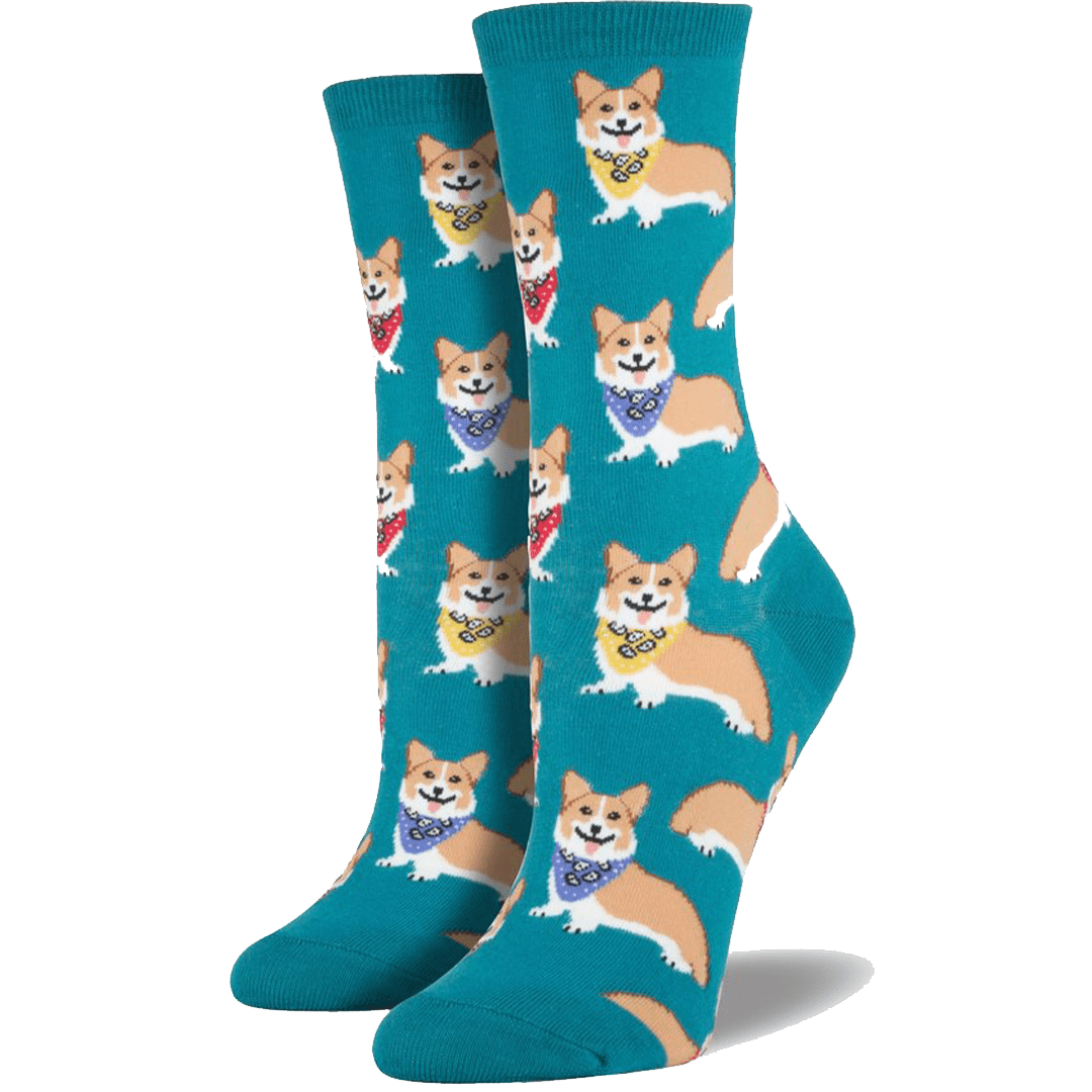 Green Corgi Socks Women’s Crew Sock