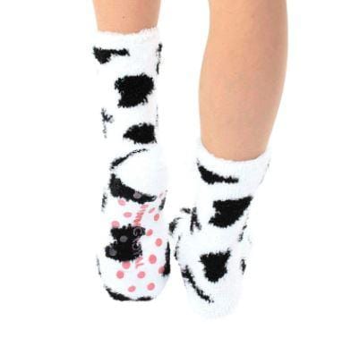 Fuzzy Cow Slipper Socks