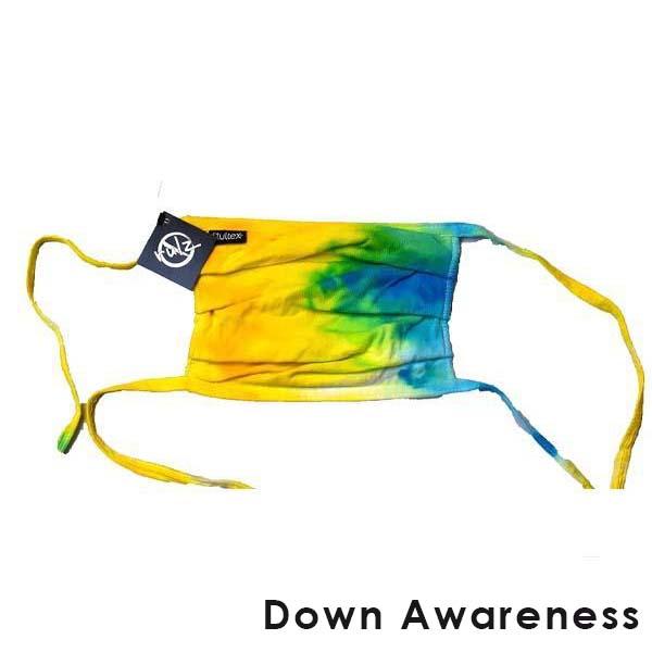 Yellow Tie Dye No Rulz Art Pleated Face Mask with Ties