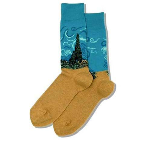 Wheat Field with Cypresses Socks Men’s Crew Sock