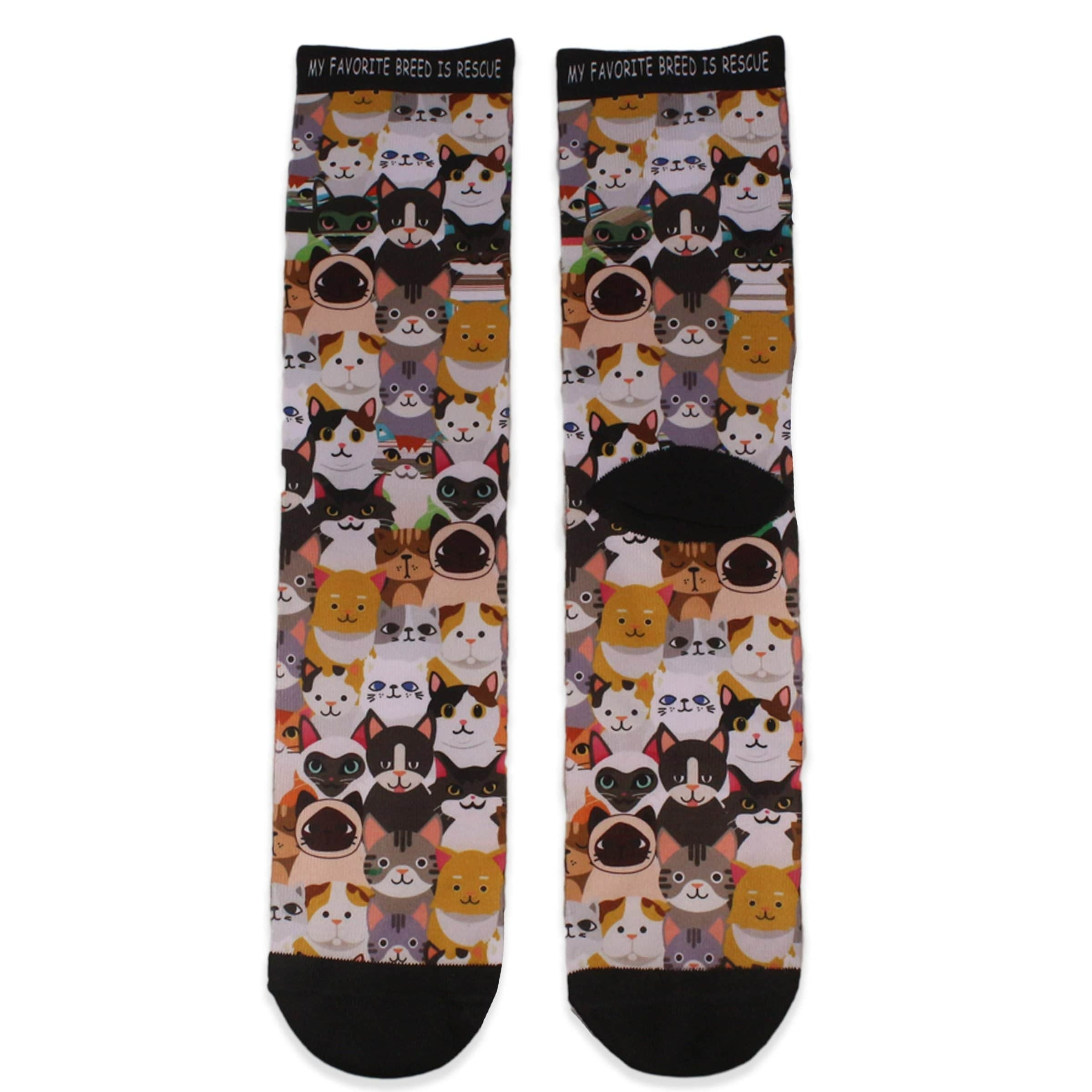 Cat Rescue My Favorite Breed is Rescue Crew Sock