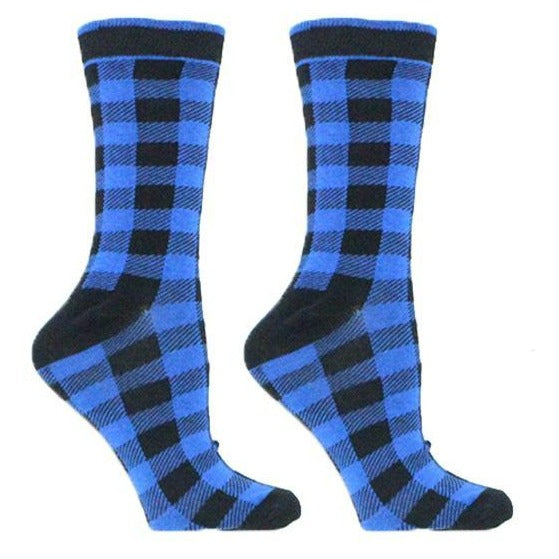 Blue Buffalo Plaid Crew Socks