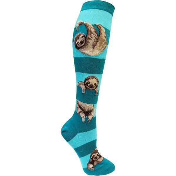 Teal Sloth Stripe Sock Women’s Knee High Socks