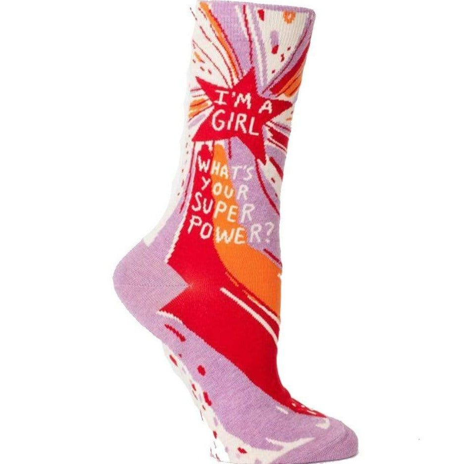 I’m a Girl Whats Your Superpower Women’s Crew Sock