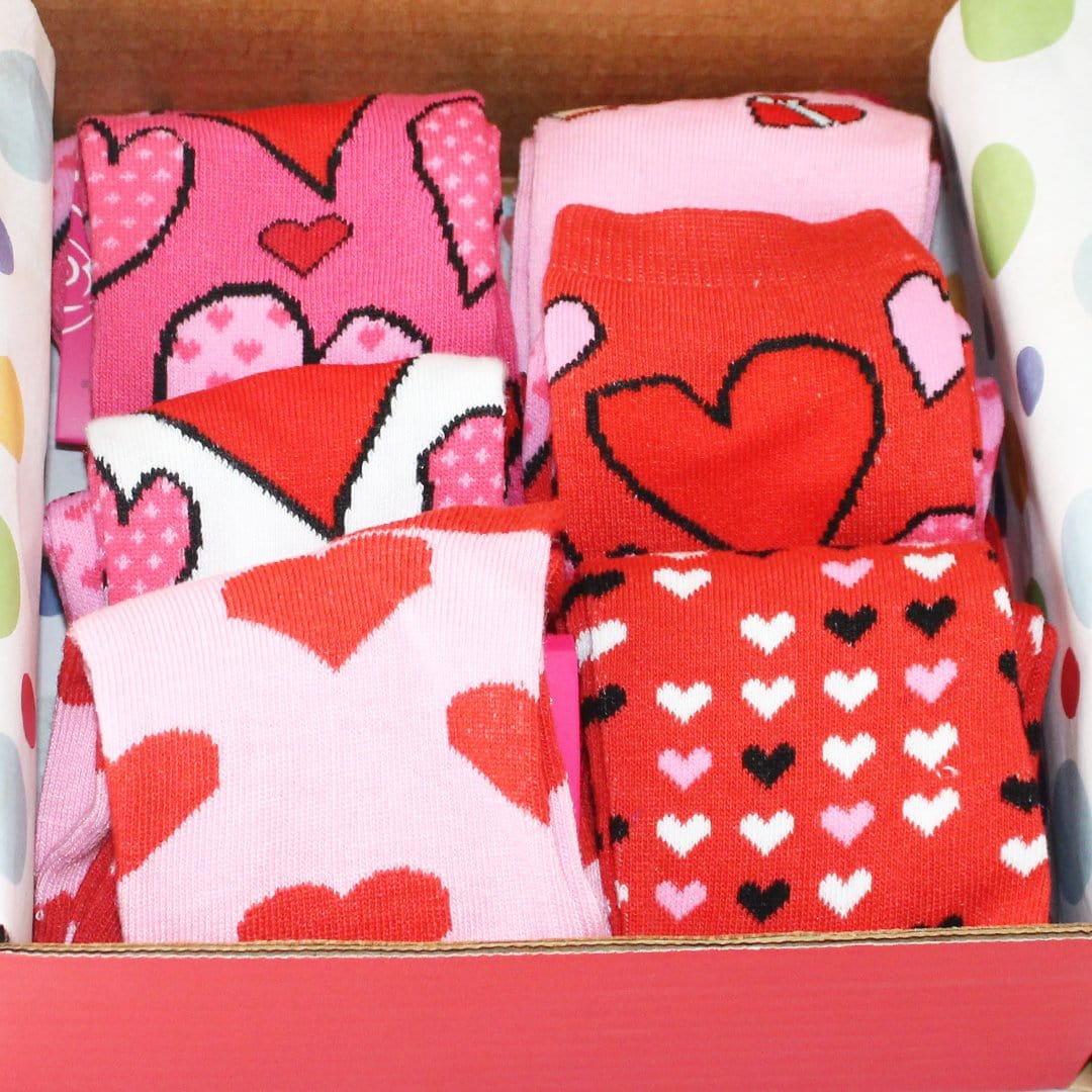 Valentine Fun Box of 6 Socks for Women